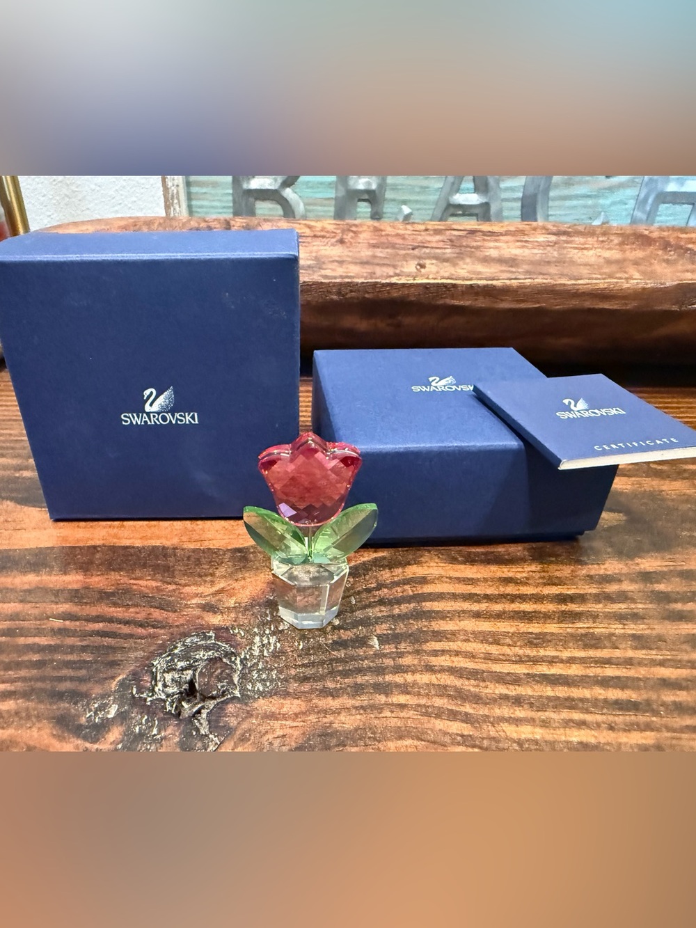 Swarovski Pink Tulip Crystal Figurine 657111 Austria w Box COA Retired Flower